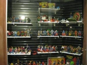 A case full of DC action figures