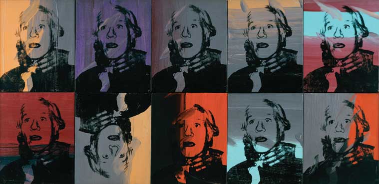 Andy Warhol (American, 1928–1987). Self-Portrait (Strangulation), 1978. Acrylic and silkscreen ink on canvas, ten parts, 16 x 13 in. (40.6 x 33 cm) each.