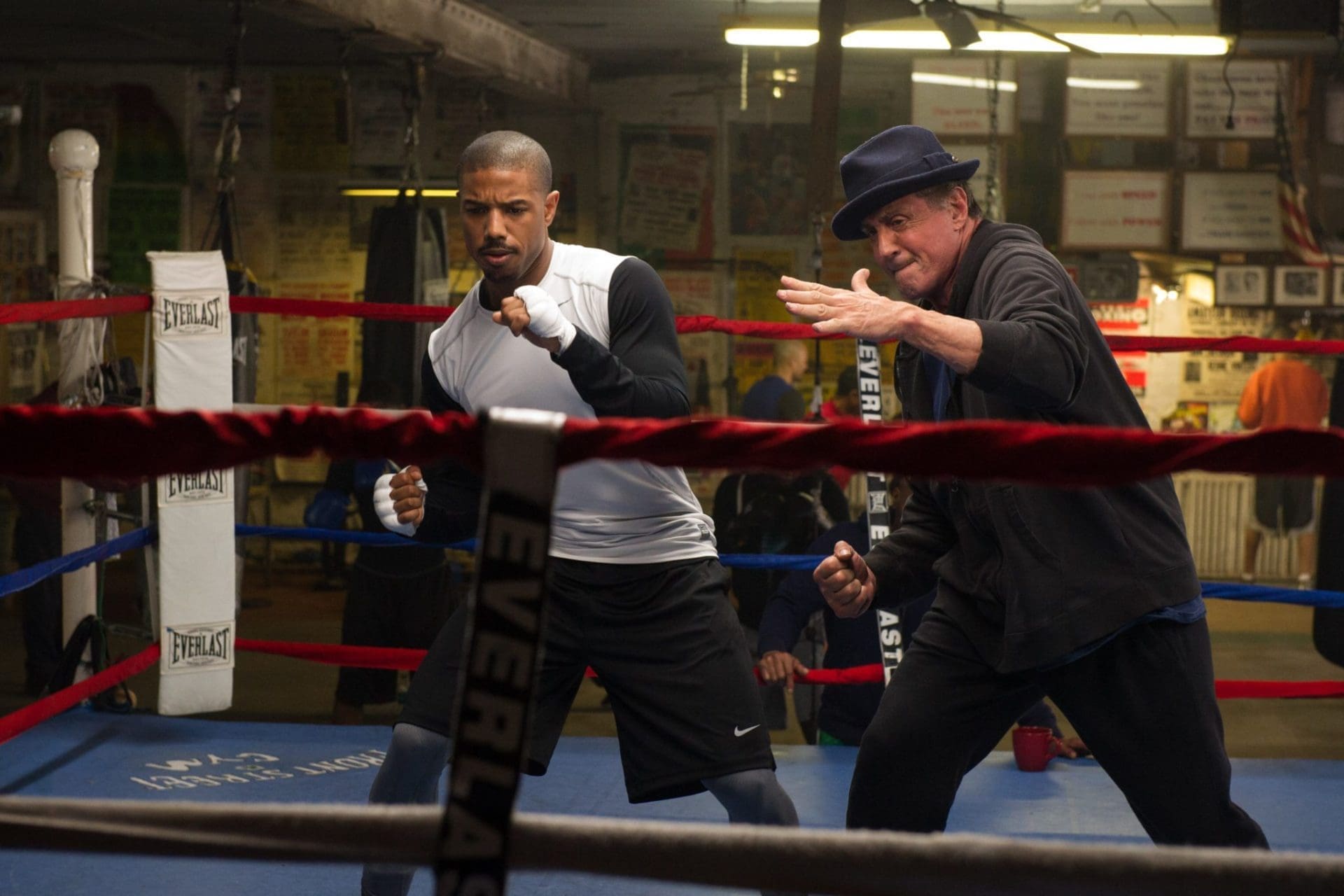 Photo Credit: Barry Wetcher (L-R) MICHAEL B. JORDAN as Adonis Johnson and SYLVESTER STALLONE as Rocky Balboa in Warner Bros. Pictures' and Metro-Goldwyn-Mayer Pictures' drama "CREED," a Warner Bros. Pictures release.
